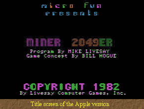 Miner 2049er - Apple Version Title Page 